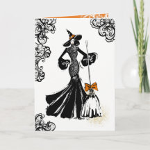 halloween fashion illustration with black lace