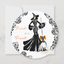 halloween fashionillustration with lace pattern