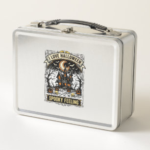 Halloween Feeling Shirt Vintage Haunted House Desi Metal Lunch Box