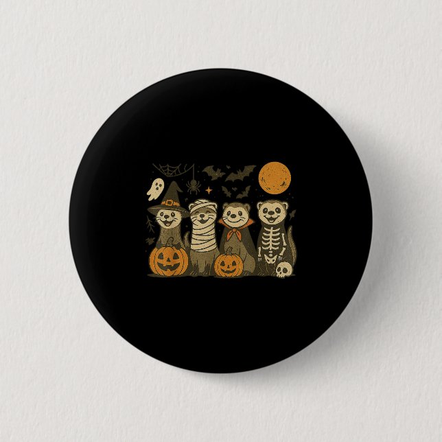 Halloween Ferret Costumes Ghost Witch Mummy Men Wo 2 Inch Round Button (Front)