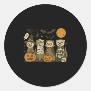 Halloween Ferret Costumes Ghost Witch Mummy Men Wo Classic Round Sticker