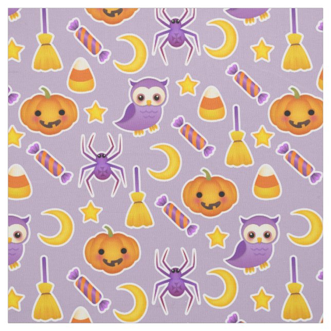 Halloween Festive Pattern Purple Background Fabric (Swatch)