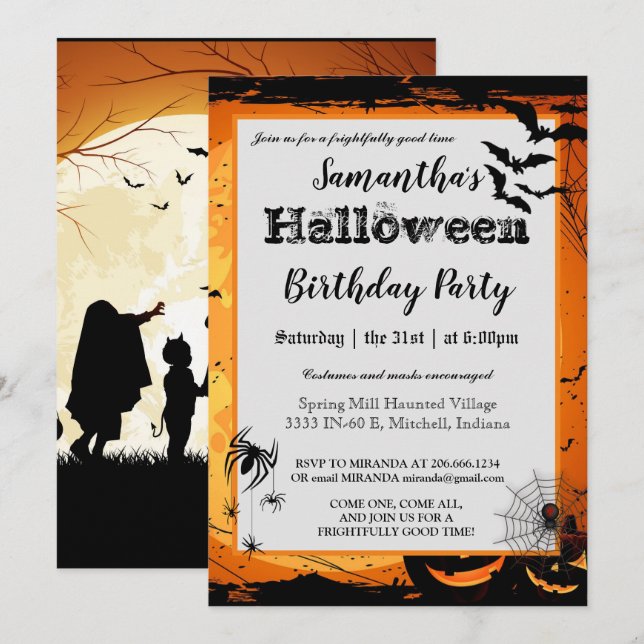 Halloween Fête Invitation Trick ou Treat (Devant / Derrière)