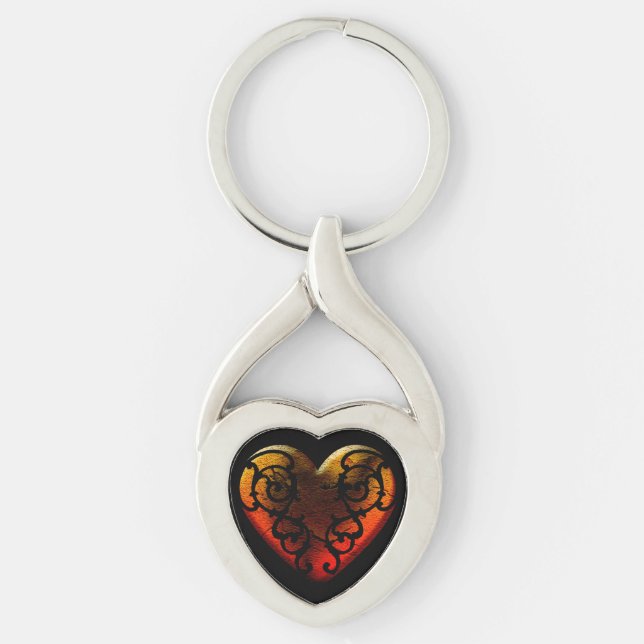 Halloween Filigree Goth Heart Keychain (Front)
