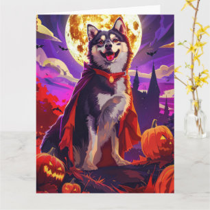 Halloween Finnish Lapphund Vampire Pumpkins Scary Card