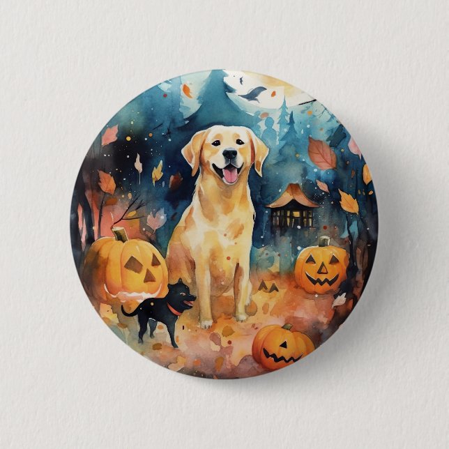 Halloween Finnish Lappund With Pumpkins Scary  2 Inch Round Button (Front)