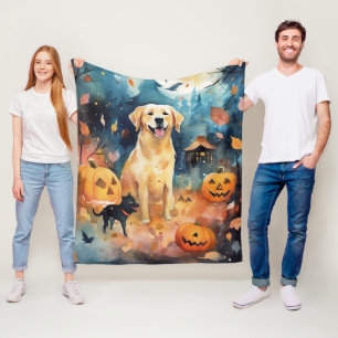 Halloween Finnish Lappund With Pumpkins Scary  Fleece Blanket