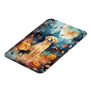Halloween Finnish Lappund With Pumpkins Scary Magnet