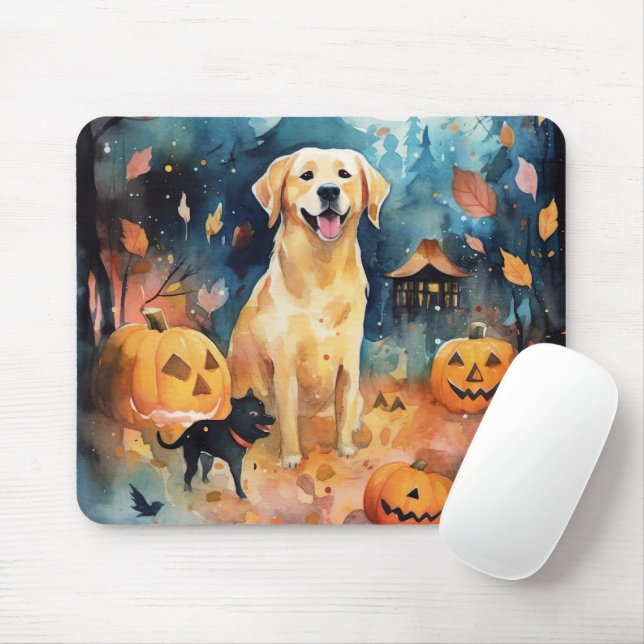 Halloween Finnish Lappund With Pumpkins Scary  Mouse Pad (With Mouse)