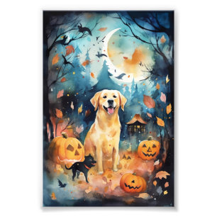 Halloween Finnish Lappund With Pumpkins Scary  Photo Print
