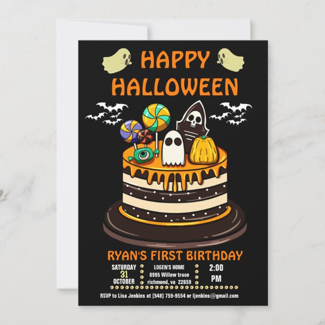 Halloween First Birthday Invitation (Front)