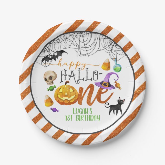 Halloween First Birthday Party Plate - Custom (Front)