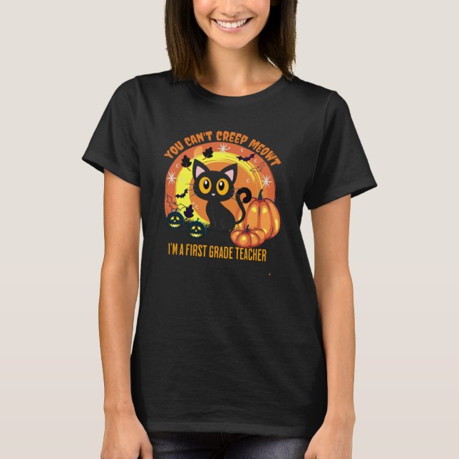 Halloween-First Grade Teacher-Spooky-Kindergarten T-Shirt (Front)