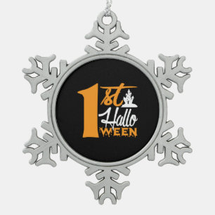 Halloween First Halloween Birthday Snowflake Pewter Christmas Ornament