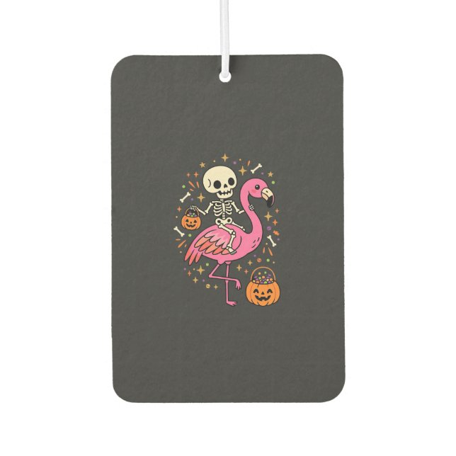 Halloween Flamingo Skeleton Candy Bucket Vector De Air Freshener (Front)