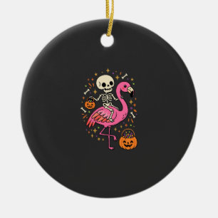 Halloween Flamingo Skeleton Candy Bucket Vector De Ceramic Ornament