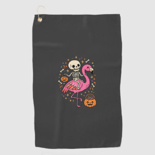 Halloween Flamingo Skeleton Candy Bucket Vector De Golf Towel