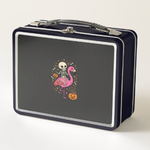 Halloween Flamingo Skeleton Candy Bucket Vector De Metal Lunch Box