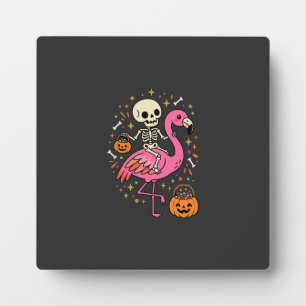 Halloween Flamingo Skeleton Candy Bucket Vector De Plaque