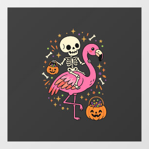 Halloween Flamingo Skeleton Candy Bucket Vector De Window Cling