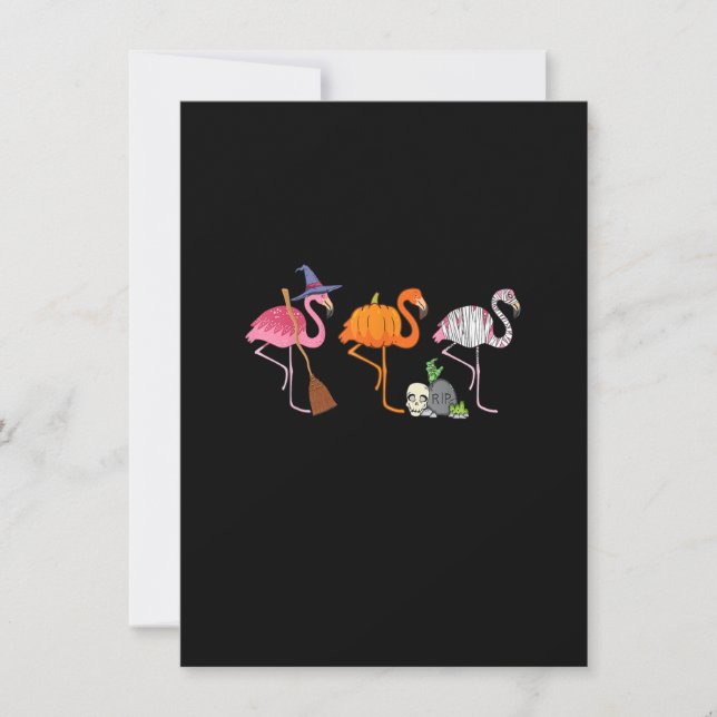 Halloween Flamingo Witch Mummy Funny Flamingoween Invitation (Front)