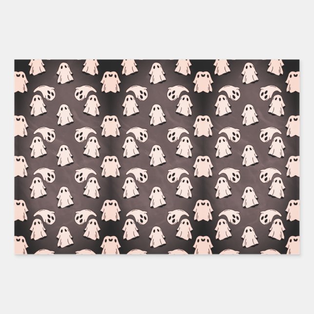 Halloween Floating Ghosts Wrapping Paper Sheet (Front 2)