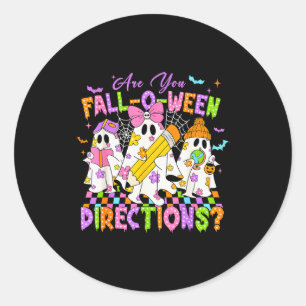 Halloween Floral Ghost Teacher Are You Falloween D Classic Round Sticker