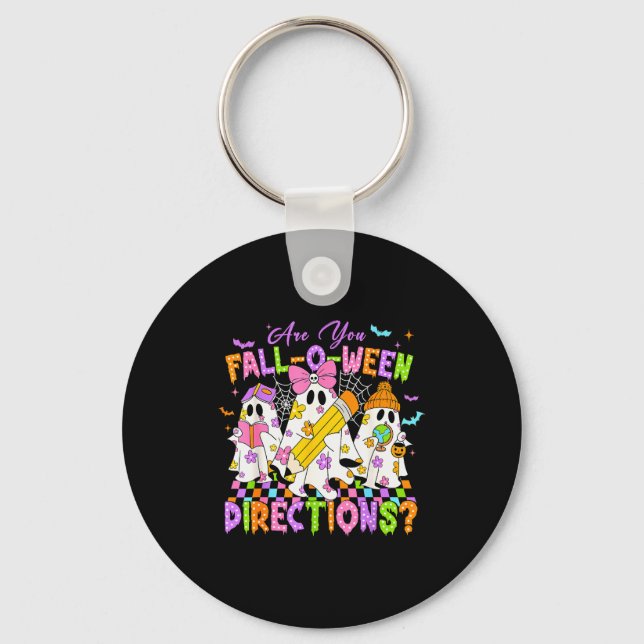 Halloween Floral Ghost Teacher Are You Falloween D Keychain (Front)