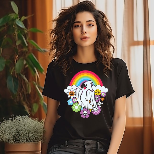 HALLOWEEN FLORAL RAINBOW GHOST T-Shirt (Creator Uploaded)