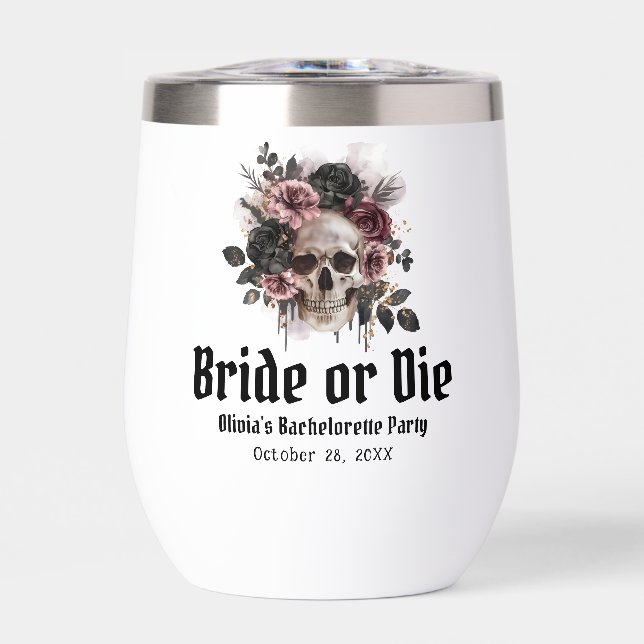 Halloween Floral Skull Bride or Die Bachelorette (Front)