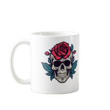 Halloween Floral Skull Roses Custom Name Tasse