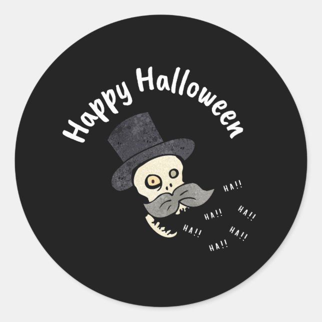Halloween Floral Sugar Skull Classic Round Sticker (Front)