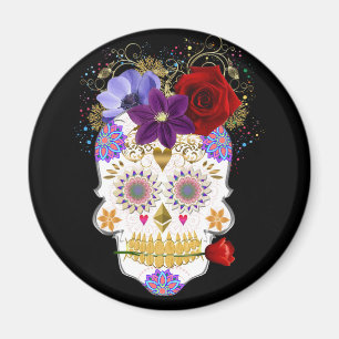Halloween Floral Sugar Skull  Magnet