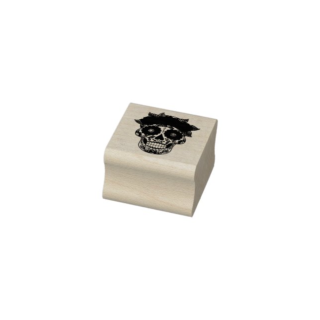 Halloween Floral Sugar Skull Rubber Stamp (Stamp)