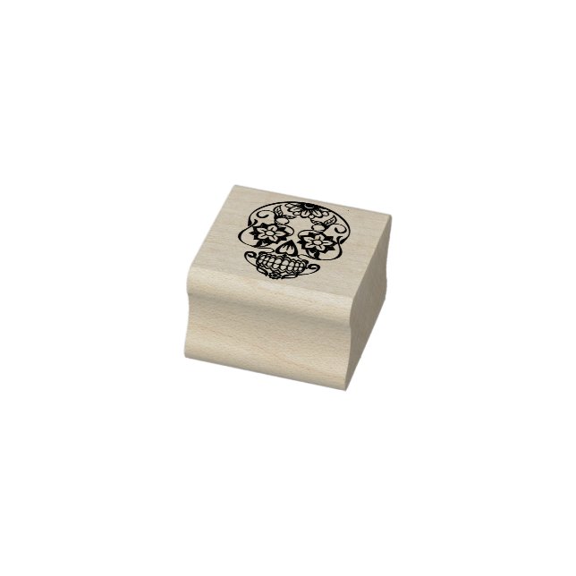 Halloween Floral Sugar Skull Rubber Stamp (Stamp)