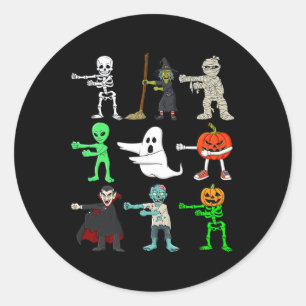 Halloween Floss Like A Boss Monsters Boys Girls Ki Classic Round Sticker