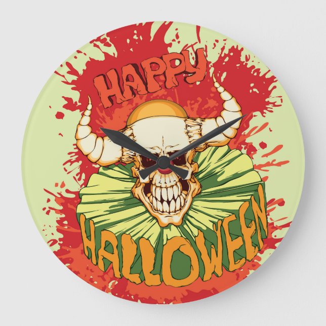 Halloween flyer: diabolical clown theme large clock (Front)
