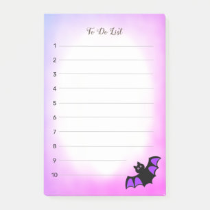 Halloween flying bat on purple & white To Do List  Post-it Notes