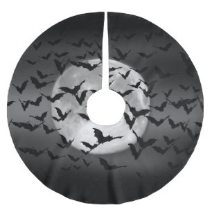 Halloween Flying Bats and a Full Moon Brushed Polyester Tree Skirt