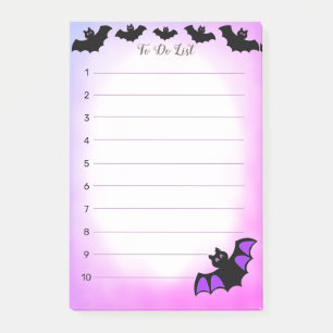 Halloween flying bats on purple & white To Do List Post-it Notes