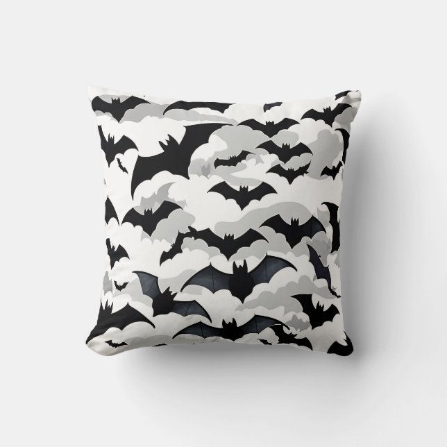Halloween Flying Bats Throw Pillow (Front)