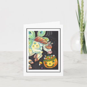 HALLOWEEN FLYING HORSE, CANDY CORN Blank Note Card