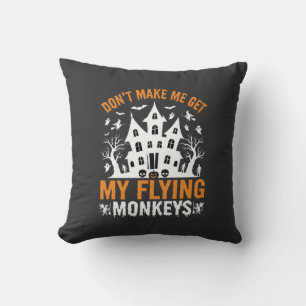 Halloween Flying Monkeys Haunted House Graphic Throw Pillow