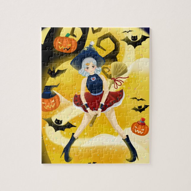 Halloween Flying Witch Jigsaw Puzzle (Vertical)