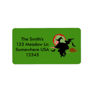 Halloween Flying Witch Label