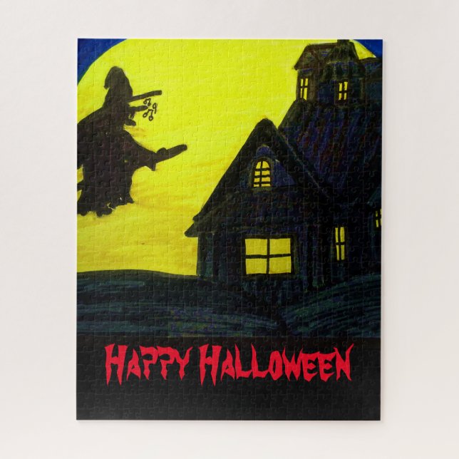 HALLOWEEN FLYING WITCH napkins Jigsaw Puzzle (Vertical)