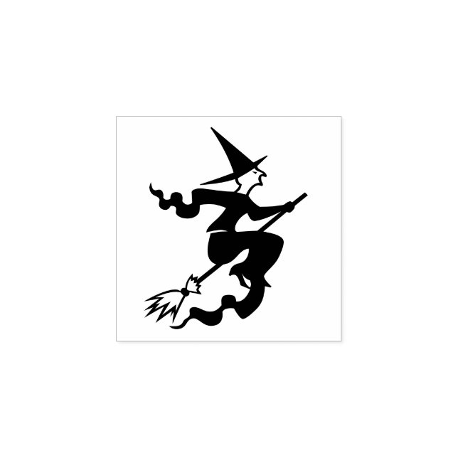 Halloween Flying Witch on Broom Kids DIY Art Craft Rubber Stamp (Imprint)