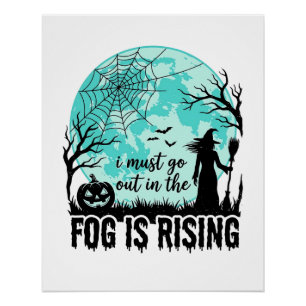 Halloween Fog Is Rising Witch Pumpkin Vintage Shir Poster