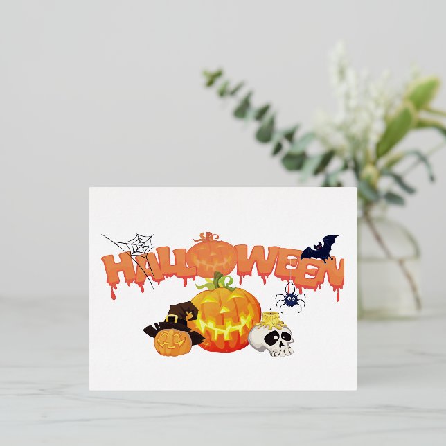 Halloween Foil Holiday Postcard (Standing Front)