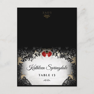 Halloween FOLDING Black Rose Print Names Postcard